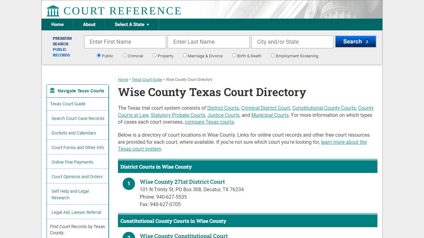 Wise County Texas Court Directory | CourtReference.com