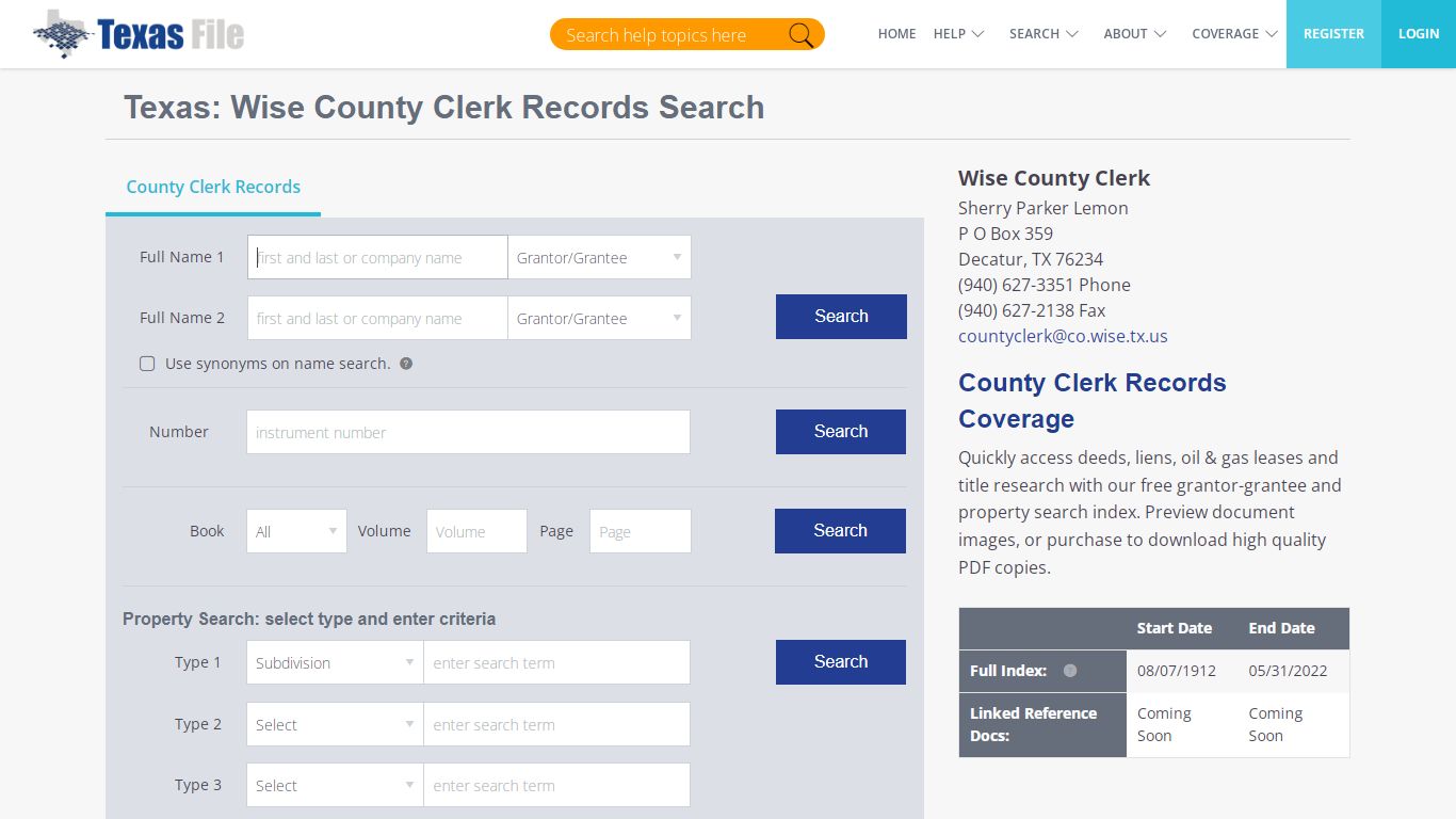 Wise County Clerk Records Search | TexasFile